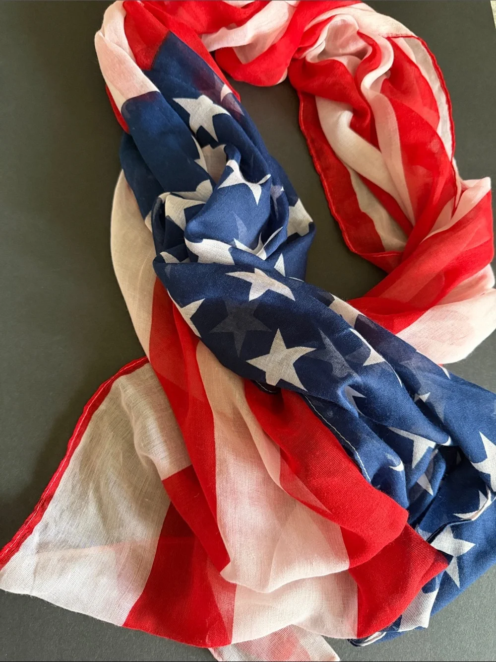 Patriotic AMERICAN Red White and Blue Stars Scarf